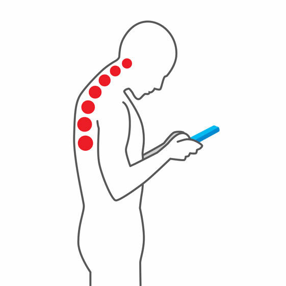 Incorrect posture in use smart phone make back pain and neck pain.