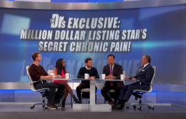Photo of Dr. Terrence Kim and panelists appearing on The Doctors TV show with background that reads The Drs Exclusive Million Dollar Listings Secret Chronic Pain