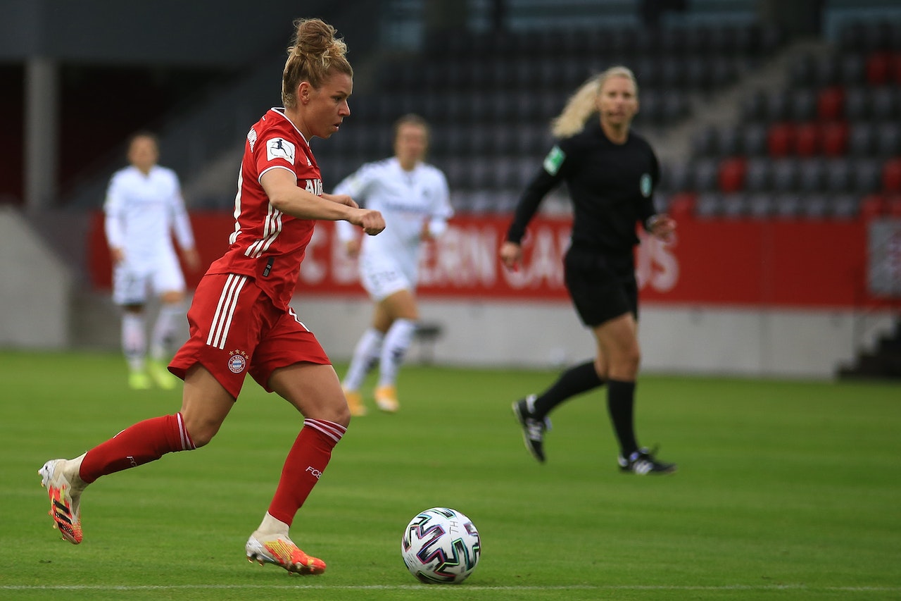 Woman playing soccer