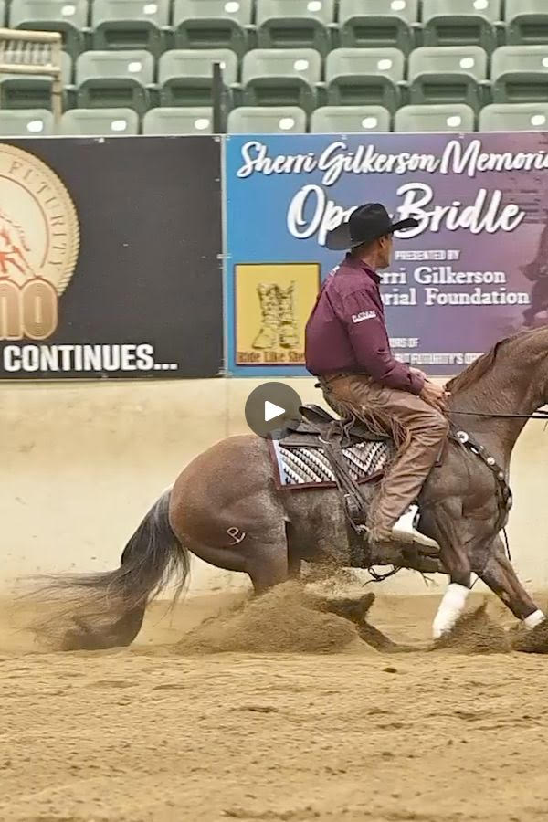 Lance Johnson on horseback during the Reno Futurity Reined Cow Horse World Championship.